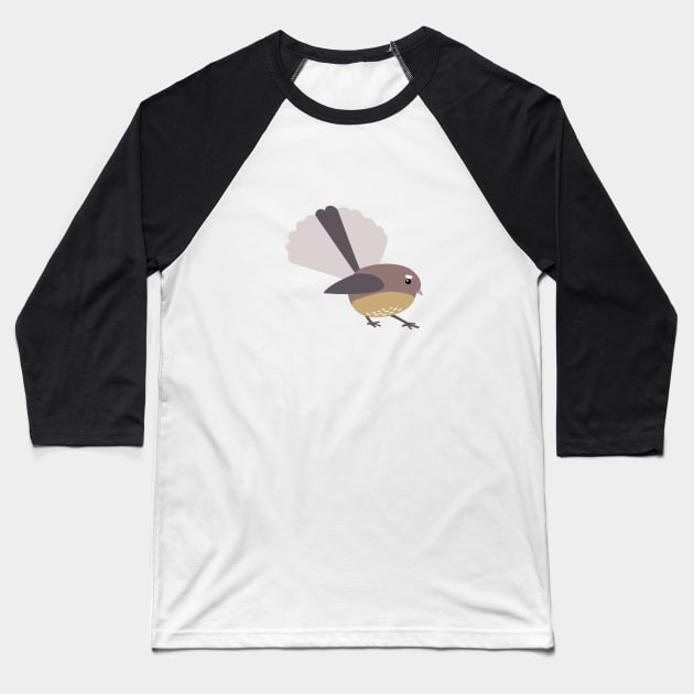 Cute Piwakawaka (Fantail) Baseball T-Shirt by Rebecca Tiana